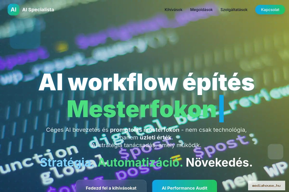aispecialista.com weboldal előnézet - MediaHouse portfólió