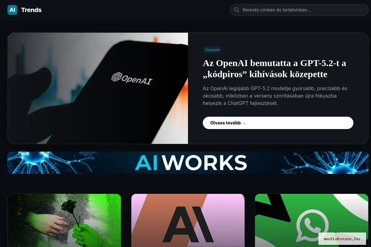 aitrends.hu weboldal előnézet - MediaHouse portfólió