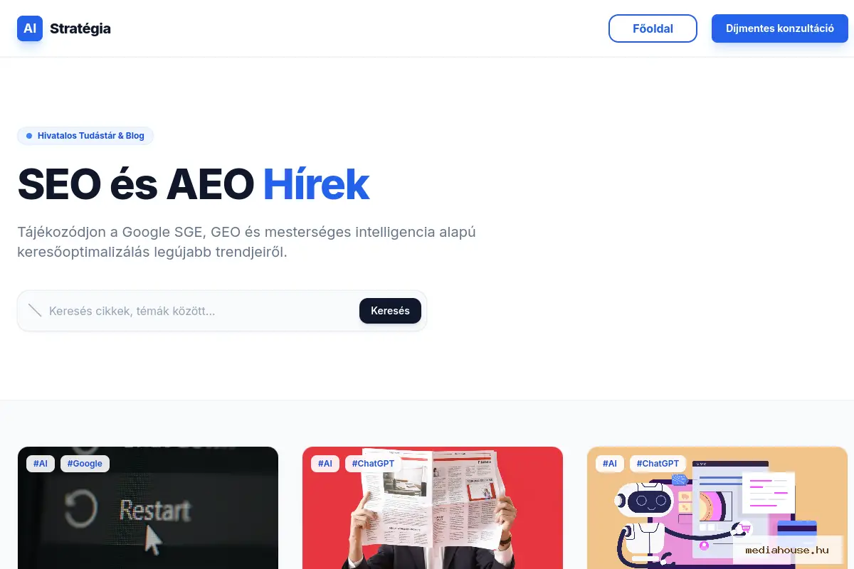 blog.aistrategia.hu weboldal előnézet - MediaHouse portfólió