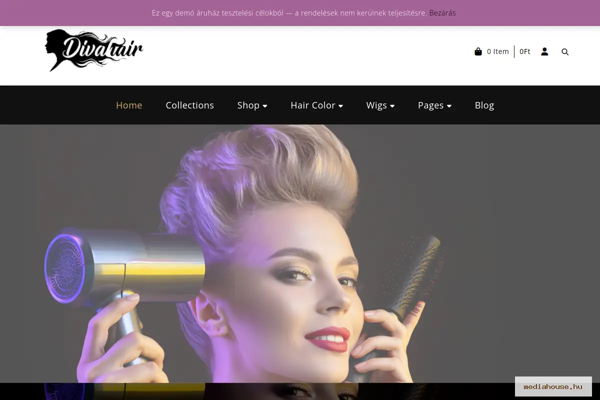 divahair.hu weboldal előnézet - MediaHouse portfólió